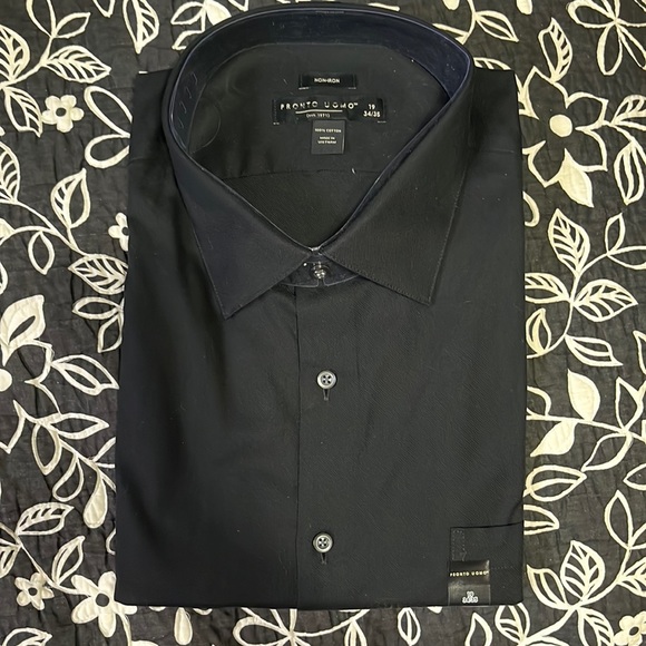 Pronto Uomo Shirts 7nwt Mens Long Sleeve Black Dress Shirt By